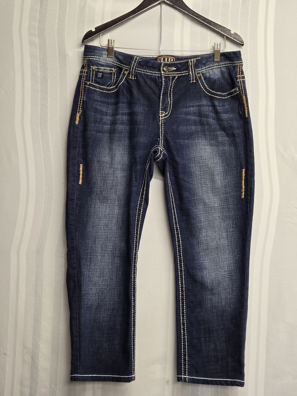 COWGIRL Dark BLUE DenimCAPRI Jeans SIZE 32
